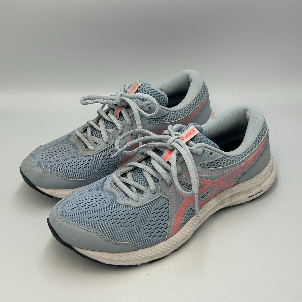 ASICS Gel Contend 7 Women Size 8.5 Pink Blue Running Shoes Athletic Gym Sneakers